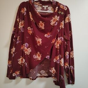 Maurices Burgundy Floral Knit Top